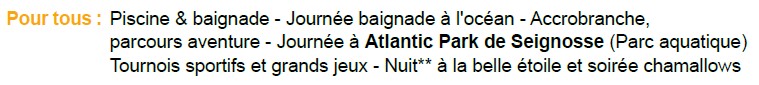 Pourtous Activités - Séjours Eté - Dax- Les Landes - Le Temps Des Copains - LTC
