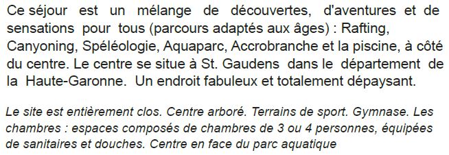 Description - Ete - StGaudens - 2024 Le-Centre - Séjours Eté - Aubenas - Ardèche - Le Temps Des Copains - LTC
